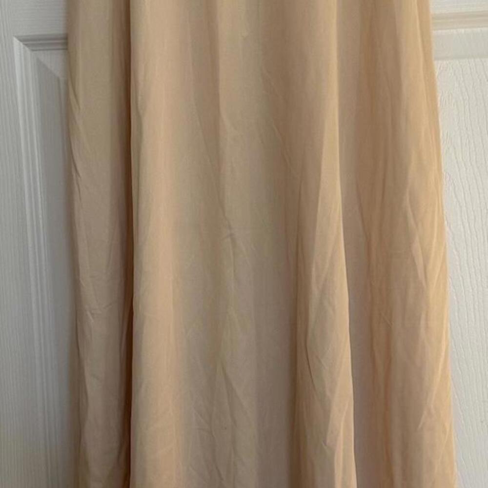 Vintage Beige Long Half Slip With Girdle Waist, Zipper In Back, Union Label